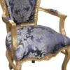 Casa Padrino Barock Esszimmer Stuhl Blau Muster / Gold mit Armlehnen - Limited Edition