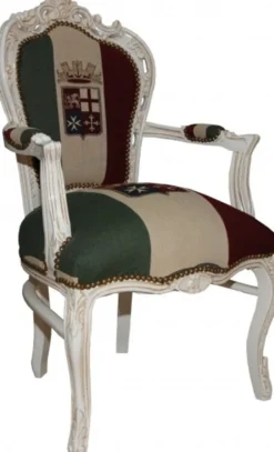 Casa Padrino Barock Esszimmer Stuhl mit Armlehnen Italien / Weiß - Antik Stil