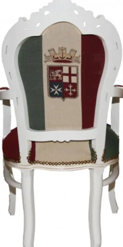 Casa Padrino Barock Esszimmer Stuhl mit Armlehnen Italien / Weiß - Antik Stil