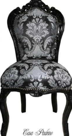 Casa Padrino Barock Esszimmer Stuhl Paisley Muster in Schwarz - 108 x 53 x 57 cm - Antik Stil Luxus Stuhl