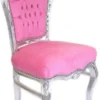 Casa Padrino Barock Esszimmer Stuhl Rosa / Silber - Handgefertigter Antik Stil Stuhl mit edlem Samtstoff - Esszimmer Möbel im Barockstil - Barock Möbel
