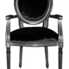 Casa Padrino Barock Esszimmer Stuhl mit Armlehne Schwarz / Silber - Designer Stuhl - Luxus Qualität