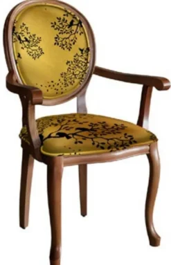 Casa Padrino Barock Esszimmerstuhl Gold / Schwarz / Braun - Handgefertigter Antik Stil Stuhl mit Armlehnen - Esszimmer Möbel im Barockstil