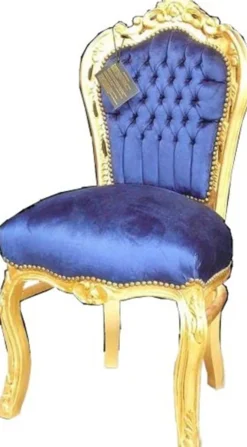 Casa Padrino Barock Esszimmer Stuhl Royalblau / Gold