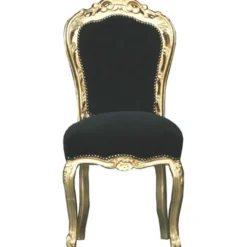 Casa Padrino Barock Esszimmer Stuhl Schwarz / Gold - Möbel Antik Stil - Esszimmerstuhl