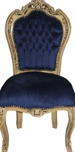 Casa Padrino Barock Esszimmer Stuhl Royalblau / Wood - Möbel