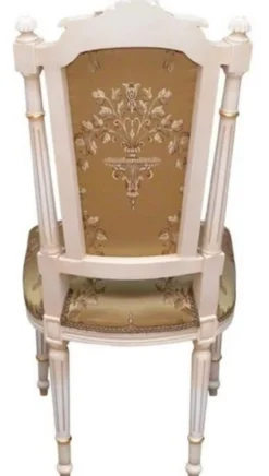 Casa Padrino Barock Esszimmerstuhl Gold / Cremefarben / Gold - Handgefertigter Antik Stil Stuhl - Esszimmer Möbel im Barockstil