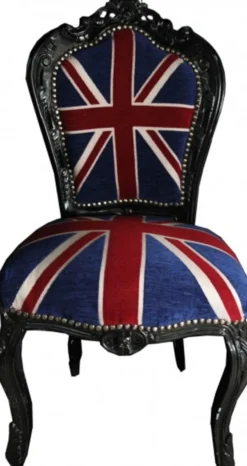 Casa Padrino Barock Esszimmer Stuhl Union Jack / Schwarz - Möbel Antik Stil