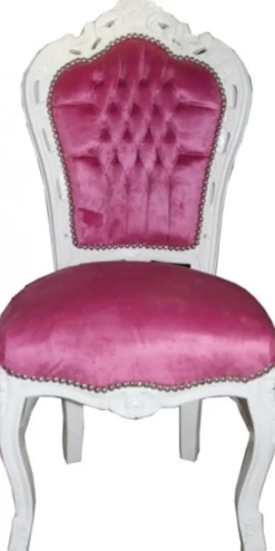 Casa Padrino Barock Esszimmer Stuhl Rosa / Weiß - Möbel