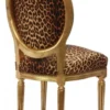 Casa Padrino Barock Esszimmer Stuhl Leopard / Gold Rund