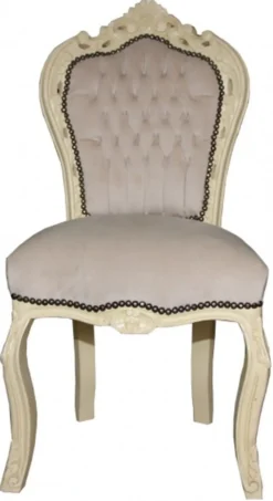 Casa Padrino Barock Esszimmer Stuhl Creme / Creme Antik Look - Möbel Antik Stil