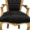 Casa Padrino Barock Esszimmerstuhl Schwarz / Gold mit Armlehnen Mod2 Antik Stil