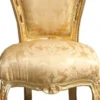 Casa Padrino Barock Esszimmer Stuhl Gold Blumen Muster / Gold ohne Armlehnen - Antik Möbel