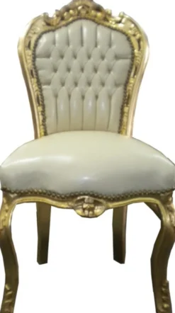Casa Padrino Barock Esszimmer Stuhl Creme / Gold - Möbel