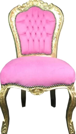 Casa Padrino Barock Esszimmer Stuhl Rosa / Gold Mod3 - Limited Edition