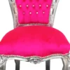 Casa Padrino Barock Esszimmer Stuhl Pink / Silber mit Bling Bling Glitzersteinen - Möbel Barock Stühle