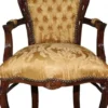 Casa Padrino Barock Esszimmerstuhl Gold Blumen Muster / Braun mit Armlehnen - Limited Edition