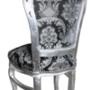 Casa Padrino Barock Esszimmer Stuhl ohne Armlehnen Schwarz Muster / Silber - Antik Stil Möbel