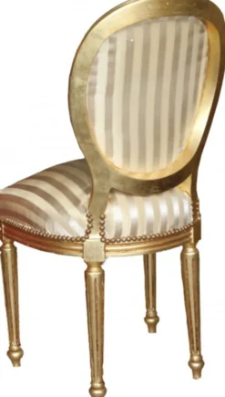 Casa Padrino Barock Esszimmer Stuhl Gold / Gold Mod2 / Rund - Möbel Interior Einrichtung