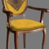 Casa Padrino Barock Esszimmerstuhl Gold / Mehrfarbig / Braun - Handgefertigter Antik Stil Stuhl mit Armlehnen - Esszimmer Möbel im Barockstil