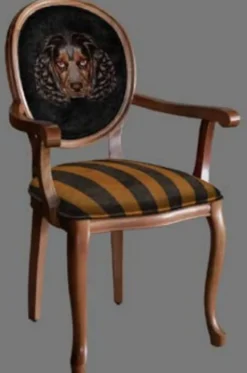 Casa Padrino Barock Esszimmerstuhl Schwarz / Gold / Braun - Handgefertigter Antik Stil Stuhl mit Armlehnen - Esszimmer Möbel im Barockstil