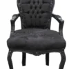 Casa Padrino Barock Esszimmer Stuhl mit Armlehnen Schwarz/Schwarz, Massivholz, 108 cm