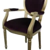 Casa Padrino Barock Esszimmer Stuhl mit Armlehne Lila / Gold - Designer Stuhl - Luxus Qualität