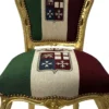 Casa Padrino Barock Esszimmer Stuhl Italien / Gold - Handgefertigter Antik Stil Stuhl mit italienischer Flagge - Esszimmer Möbel im Barockstil - Barock Möbel
