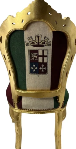 Casa Padrino Barock Esszimmer Stuhl Italien / Gold - Handgefertigter Antik Stil Stuhl mit italienischer Flagge - Esszimmer Möbel im Barockstil - Barock Möbel