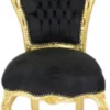 Casa Padrino Barock Esszimmer Stuhl Schwarz / Gold - Handgefertigter Antik Stil Stuhl mit edlem Samtstoff - Esszimmer Möbel im Barockstil - Barock Möbel