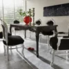 Casa Padrino Barock Esszimmer Set Schwarz/Silber - Massiver Esstisch und 6 Stühle in 200 cm Länge