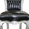 Casa Padrino Barock Esszimmer Stuhl Schwarz Lederoptik / Silber