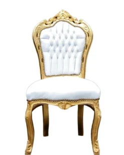 Casa Padrino Barock Esszimmer Set Gold/Weiss - Esstisch + 6 Stühle