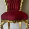 Casa Padrino Barock Esszimmer Stuhl Bordeauxrot / Gold - Handgefertigter Antik Stil Stuhl mit edlem Samtstoff - Barock Esszimmer Möbel
