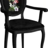 Casa Padrino Barock Esszimmerstuhl Schwarz / Mehrfarbig - Handgefertigter Antik Stil Stuhl mit Armlehnen - Esszimmer Möbel im Barockstil