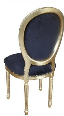 Casa Padrino Barock Esszimmer Stuhl Schwarz / Gold Rund mit Bling Bling Steinen Mod2