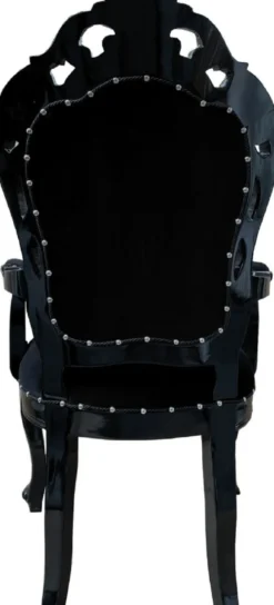 Casa Padrino Barock Esszimmerstuhl 4er Set Schwarz - Handgefertigte Antik Stil Stühle mit Armlehnen - Barock Esszimmer Möbel