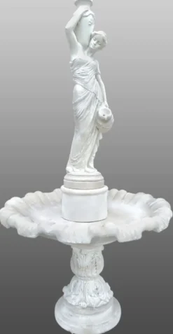 Casa Padrino Barock Fontäne / Springbrunnen Dame mit Wasserkrügen Ø 130 x H. 239 cm - Gartenbrunnen