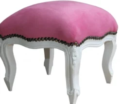 Casa Padrino Barock Fußhocker Rosa / Weiß - Antik Stil Möbel - Hocker