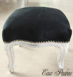 Casa Padrino Barock Fußhocker Schwarz / Silber - Antik Stil Möbel - Hocker