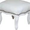 Casa Padrino Barock Fußhocker Weiß / Weiß Lederoptik - Hocker Möbel