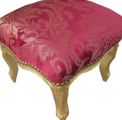 Casa Padrino Barock Fußhocker Bordeauxrot Muster / Gold Mod2 - Antik Stil Möbel - Hocker