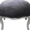 Casa Padrino Barock Fußhocker Grau / Silber Medium - Hocker - Barock Stil Möbel Antik