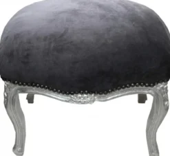Casa Padrino Barock Fußhocker Grau / Silber Medium - Hocker - Barock Stil Möbel Antik
