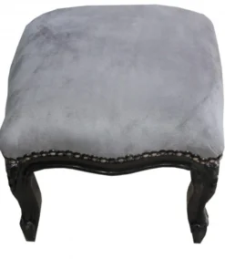 Casa Padrino Barock Fußhocker Grau / Schwarz - Antik Stil Möbel - Hocker