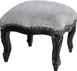 Casa Padrino Barock Fußhocker Grau / Schwarz - Antik Stil Möbel - Hocker