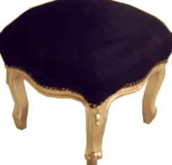 Casa Padrino Barock Fußhocker Schwarz / Gold BW