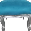 Casa Padrino Barock Fußhocker Blau / Silber - Antik Stil Möbel - Hocker