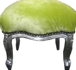 Casa Padrino Barock Fußhocker Jadegrün / Silber - Möbel - Hocker Grün Silber