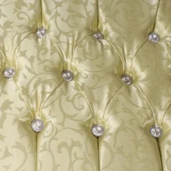 Casa Padrino Barock Fußhocker Gold Muster / Gold 60 x 40 x H. 35 cm - Handgefertigter Barock Hocker mit Glitzersteinen - Barockstil Möbel
